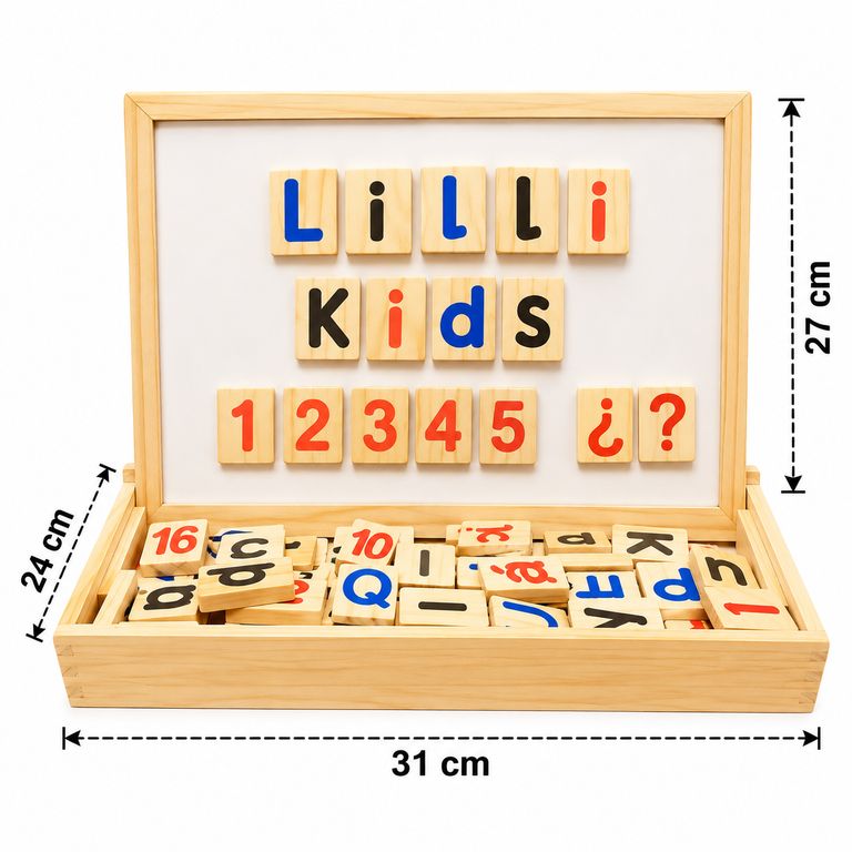 PIZARRA MAGNÉTICA DIDÁCTICA 2 EN 1 DE MADERA – LETRAS Y NÚMEROS PARA NIÑOS - 4