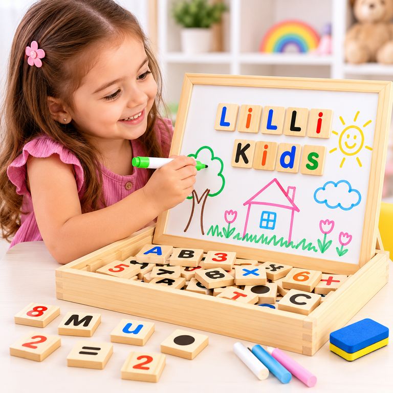 PIZARRA MAGNÉTICA DIDÁCTICA 2 EN 1 DE MADERA – LETRAS Y NÚMEROS PARA NIÑOS - 5