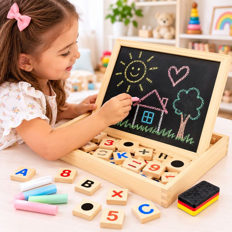 PIZARRA MAGNÉTICA DIDÁCTICA 2 EN 1 DE MADERA – LETRAS Y NÚMEROS PARA NIÑOS - 6