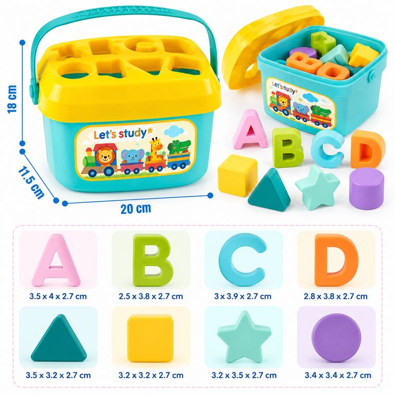 BALDE DIDÁCTICO DE ENCAJE PARA BEBÉ – JUGUETE DE FORMAS Y FIGURAS - 4