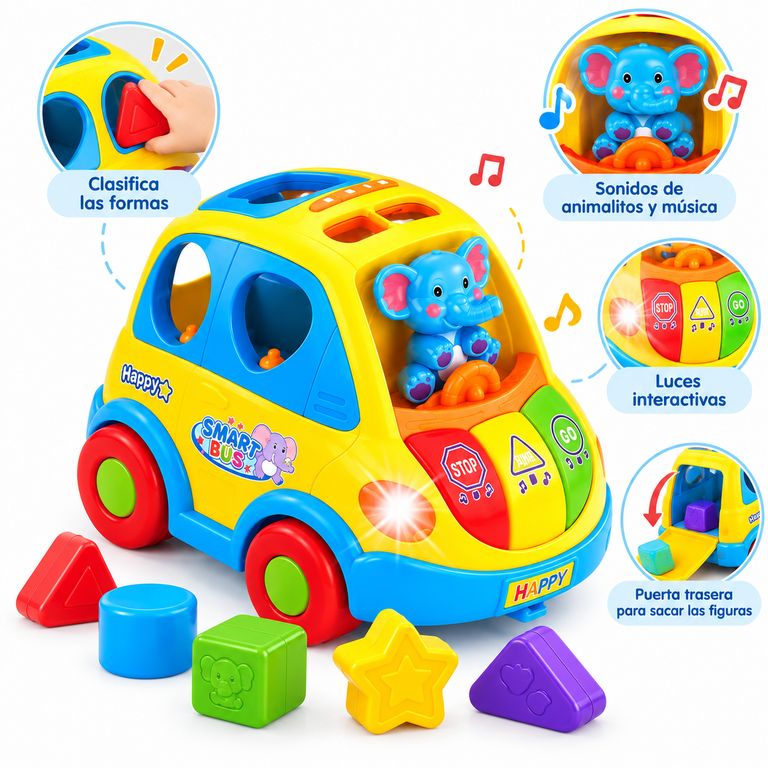 BUS MUSICAL INTERACTIVO PARA BEBÉ – JUGUETE DIDÁCTICO INFANTIL - 1