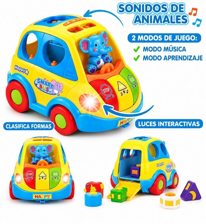 BUS MUSICAL INTERACTIVO PARA BEBÉ – JUGUETE DIDÁCTICO INFANTIL - 3