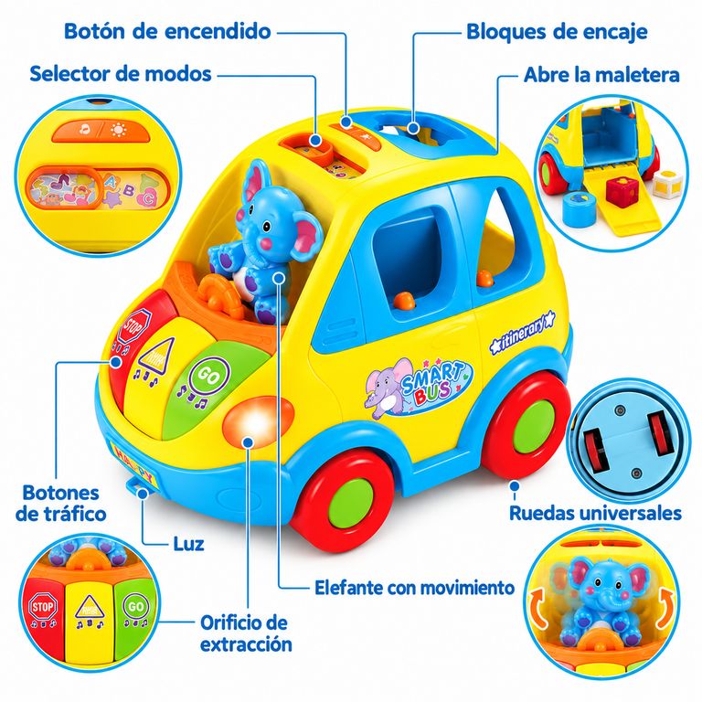 BUS MUSICAL INTERACTIVO PARA BEBÉ – JUGUETE DIDÁCTICO INFANTIL - 4