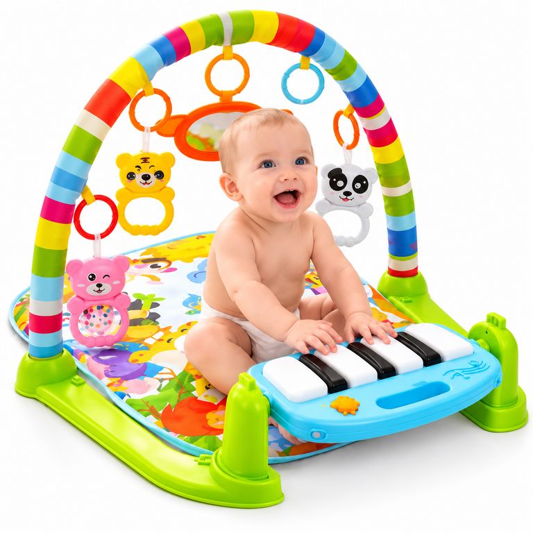 GIMNASIO DE PATADITAS PARA BEBÉ – PIANO MUSICAL Y MANTA DE ACTIVIDADES NIÑO - 1
