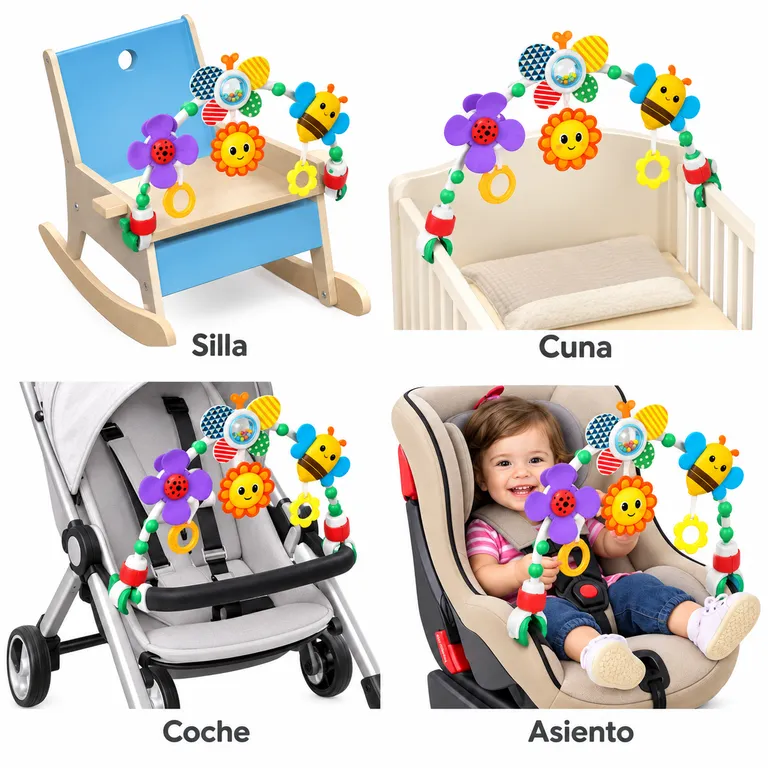 ARCO DE JUEGOS PARA BEBÉ CON JUGUETES COLGANTES PARA CUNA Y COCHE – ABEJITA - 3