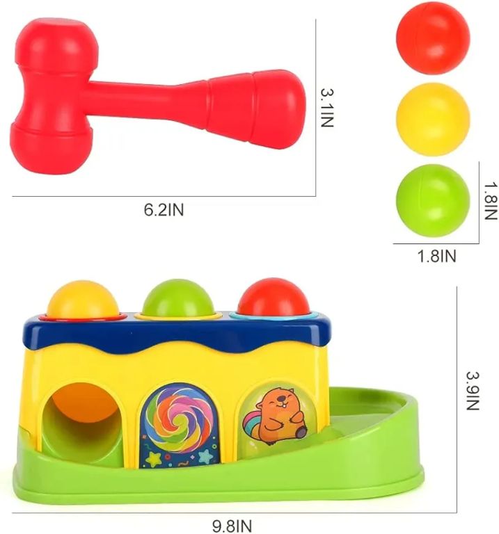 JUEGO CON MARTILLO KNOCK BALL PARA BEBÉ – JUGUETE DIDÁCTICO DE GOLPEO - 3