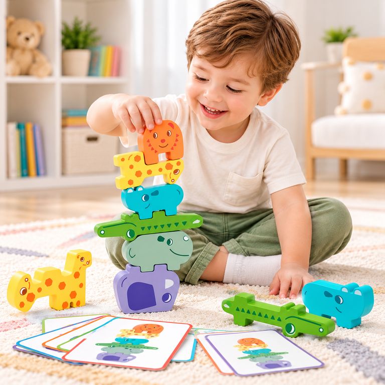 JUEGO DE EQUILIBRIO ANIMALES DE MADERA MONTESSORI + TARJETAS DIDÁCTICAS - 2
