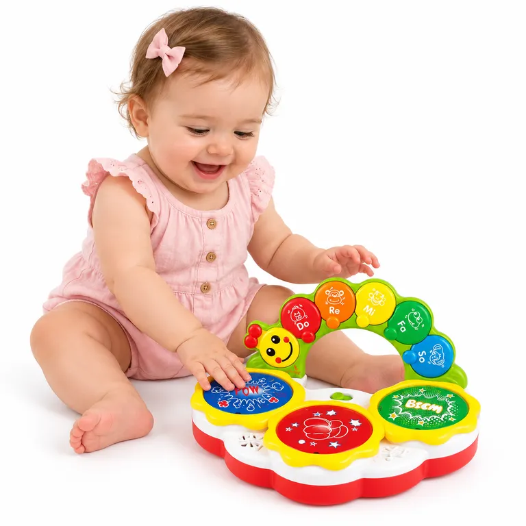 PIANO TAMBOR MUSICAL INFANTIL CON DISEÑO DE ORUGA - 1