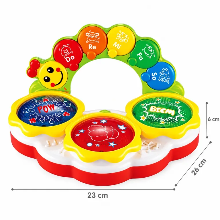 PIANO TAMBOR MUSICAL INFANTIL CON DISEÑO DE ORUGA - 4