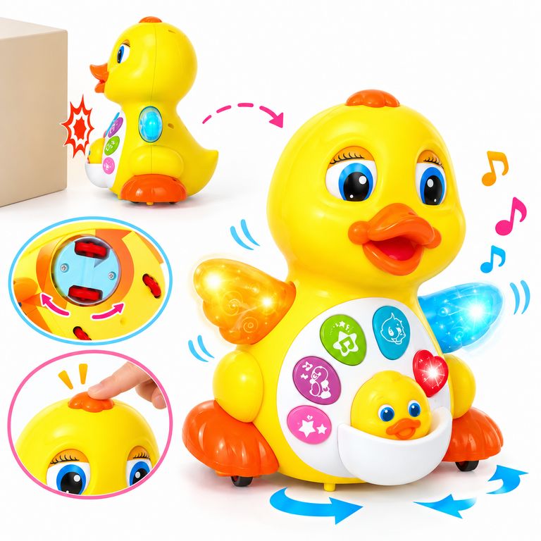 PATITO MUSICAL INTERACTIVO PARA BEBÉ – JUGUETE DIDÁCTICO CON LUCES Y SONIDOS - 1