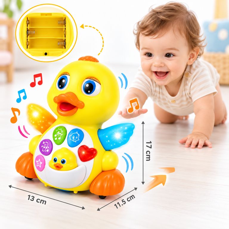 PATITO MUSICAL INTERACTIVO PARA BEBÉ – JUGUETE DIDÁCTICO CON LUCES Y SONIDOS - 6