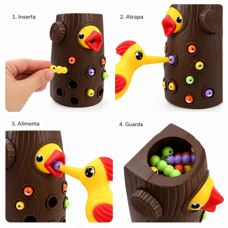 JUEGO MAGNÉTICO DE ALIMENTAR AL PÁJARO CARPINTERO CON GUSANOS – JUGUETE DIDÁCTICO - 5