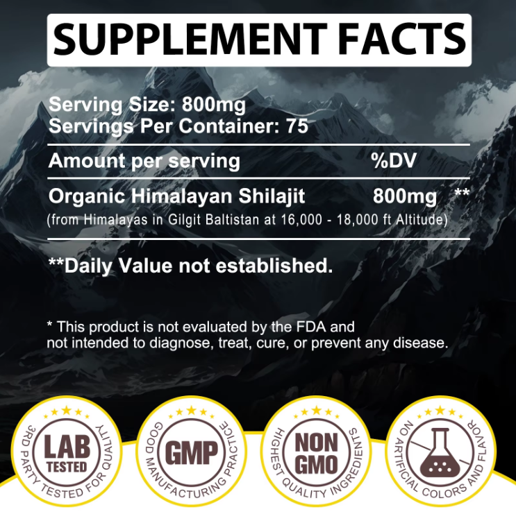 RESINA DE SHILAJIT HIMALAYA ACENTIALLABS 60G NATURAL PREMIUM CON PALITO DOSIFICADOR SUPLEMENTO AYURVÉDICO HERBAL - 7