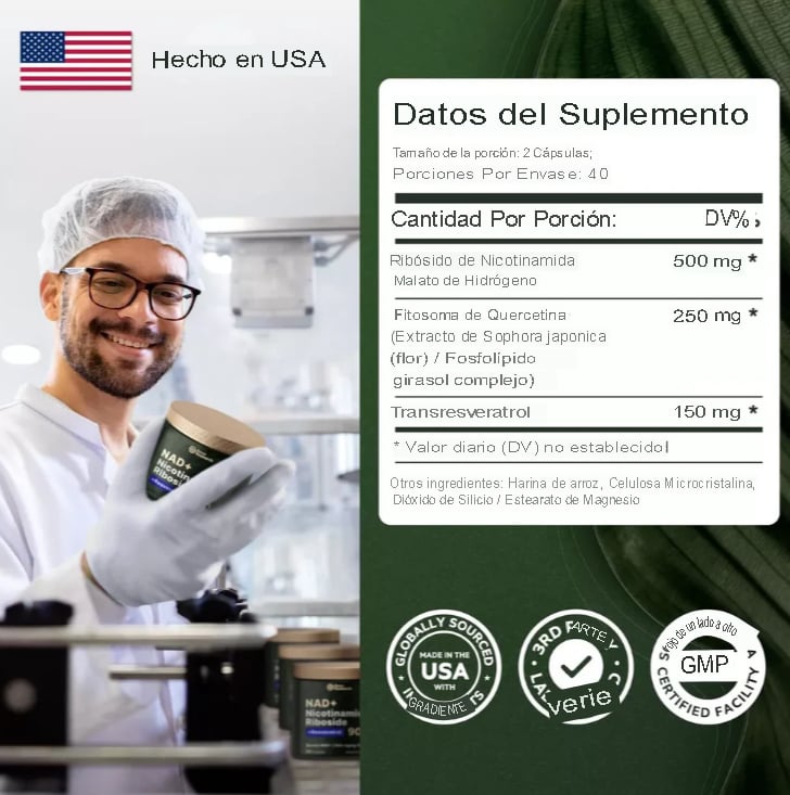 REUS RESEARCH NAD+ LIPOSOMAL NR RESVERATROL PREMIUM 900MG – ENERGÍA CELULAR, ANTIENVEJECIMIENTO Y VITALIDAD TOTAL - 6