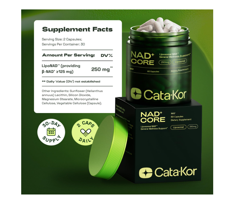 CATA-KOR NAD+ CORE LIPOSOMAL 250MG | REJUVENECIMIENTO NATURAL | ENERGÍA + ENFOQUE | PUREZA USA | 60 CÁPSULAS - 6