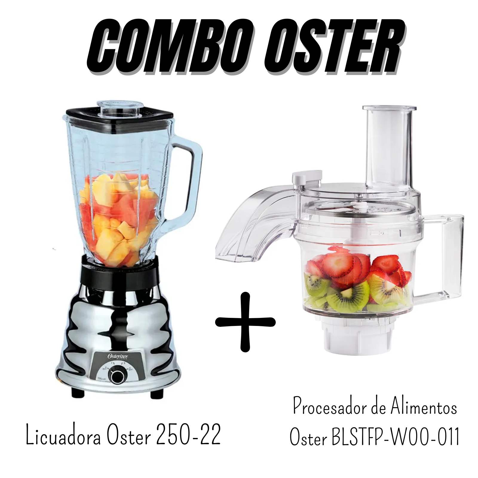 LICUADORA OSTER 600 WATTS + PROCESADOR DE ALIMENTOS OSTER (COMBO 2025) - 1