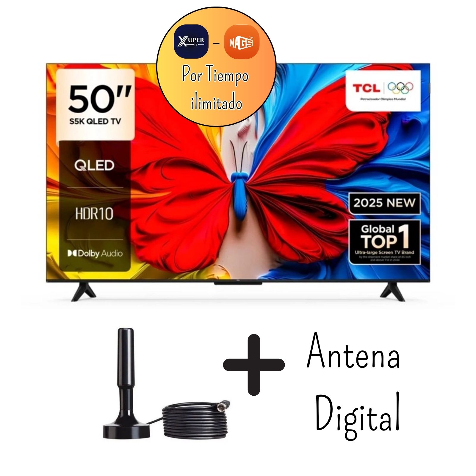 TELEVISOR TCL 50 PULGADAS QLED FHD GOOGLE TV HDR10 50S5K + PROMOCION + ANTENA DIGITAL (MODELO 2025) - 1