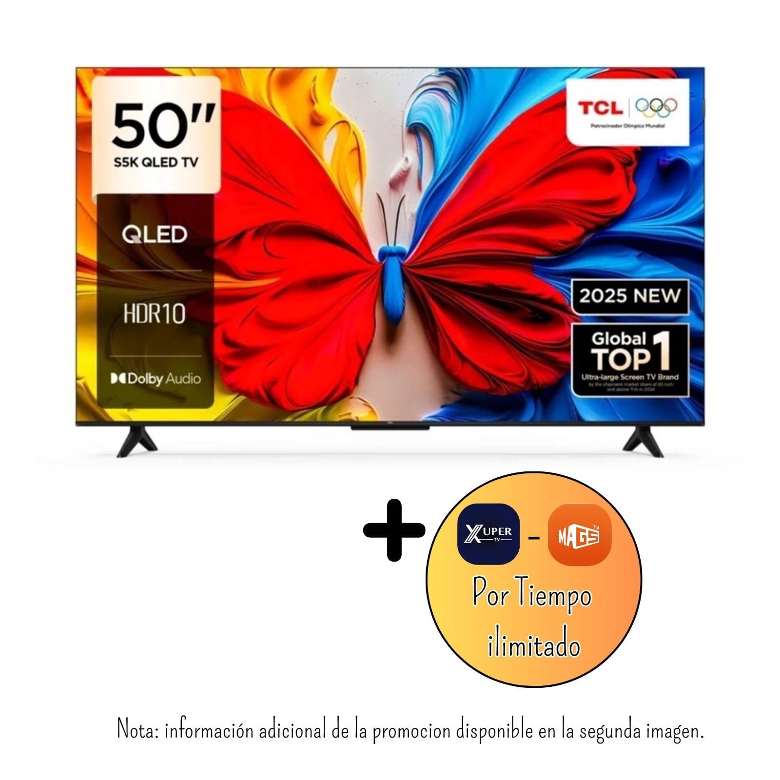 TELEVISOR TCL 50 PULGADAS QLED FHD GOOGLE TV HDR10 50S5K + PROMOCION (MODELO 2025) - 1