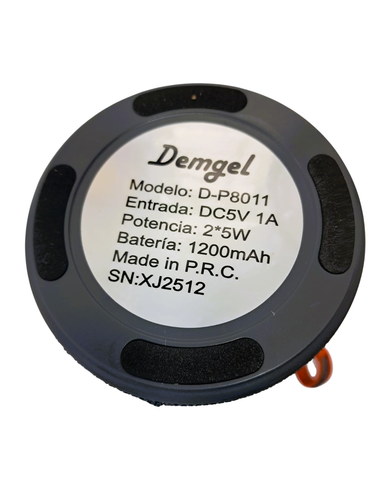PARLANTE DEMGEL EXTREME BASS 18 CM 10 WATTS 2H AL 50% BLUETTOOTH/MICRO SD/USB D-P8011 (COLOR GRIS) - 4