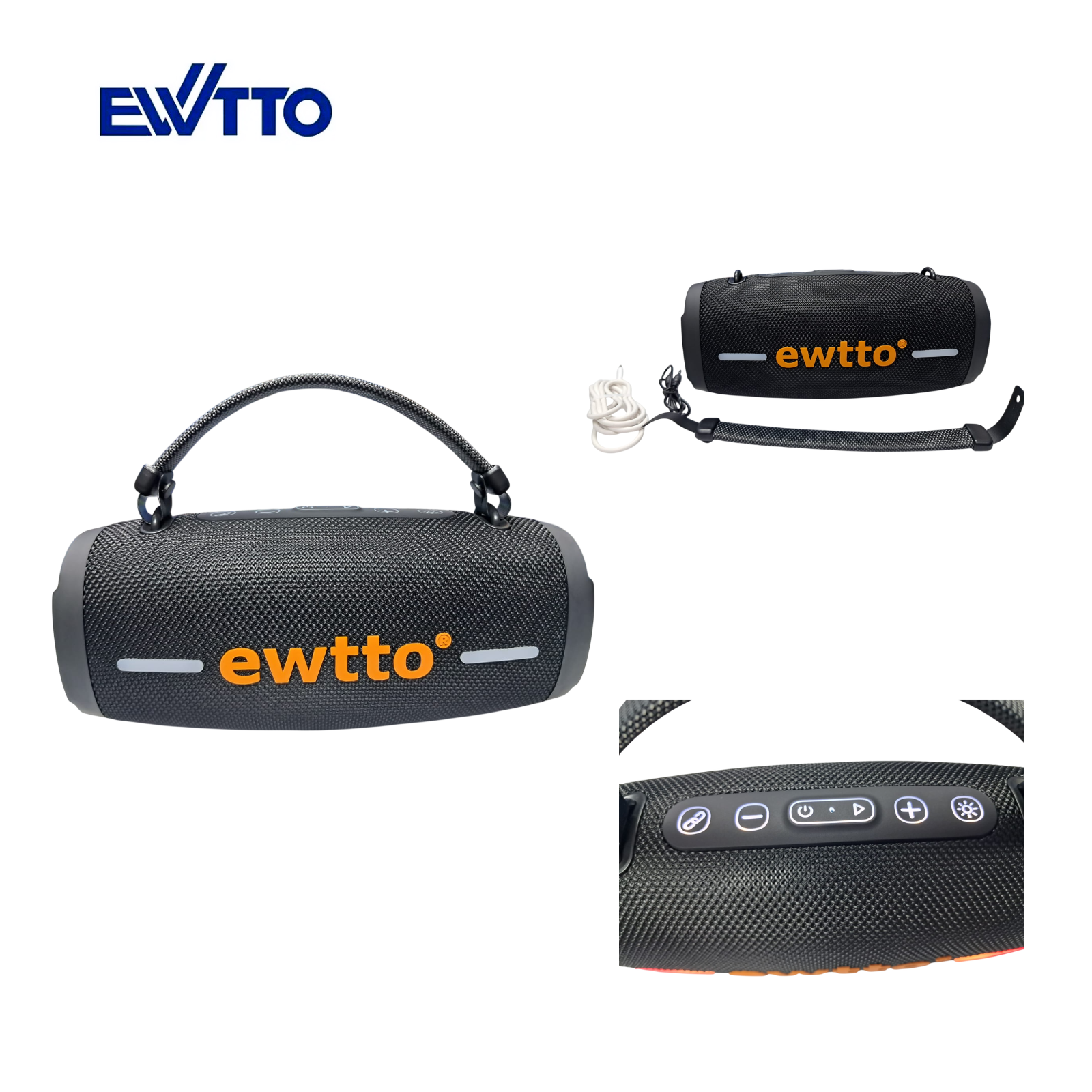 PARLANTE INALAMBRICO EWTTO EXTREME BASS 30 WATTS 5H. AL 50% BT / TF / USB / AUX / RGB / TWS ET-P1768B (NEGRO) - 3