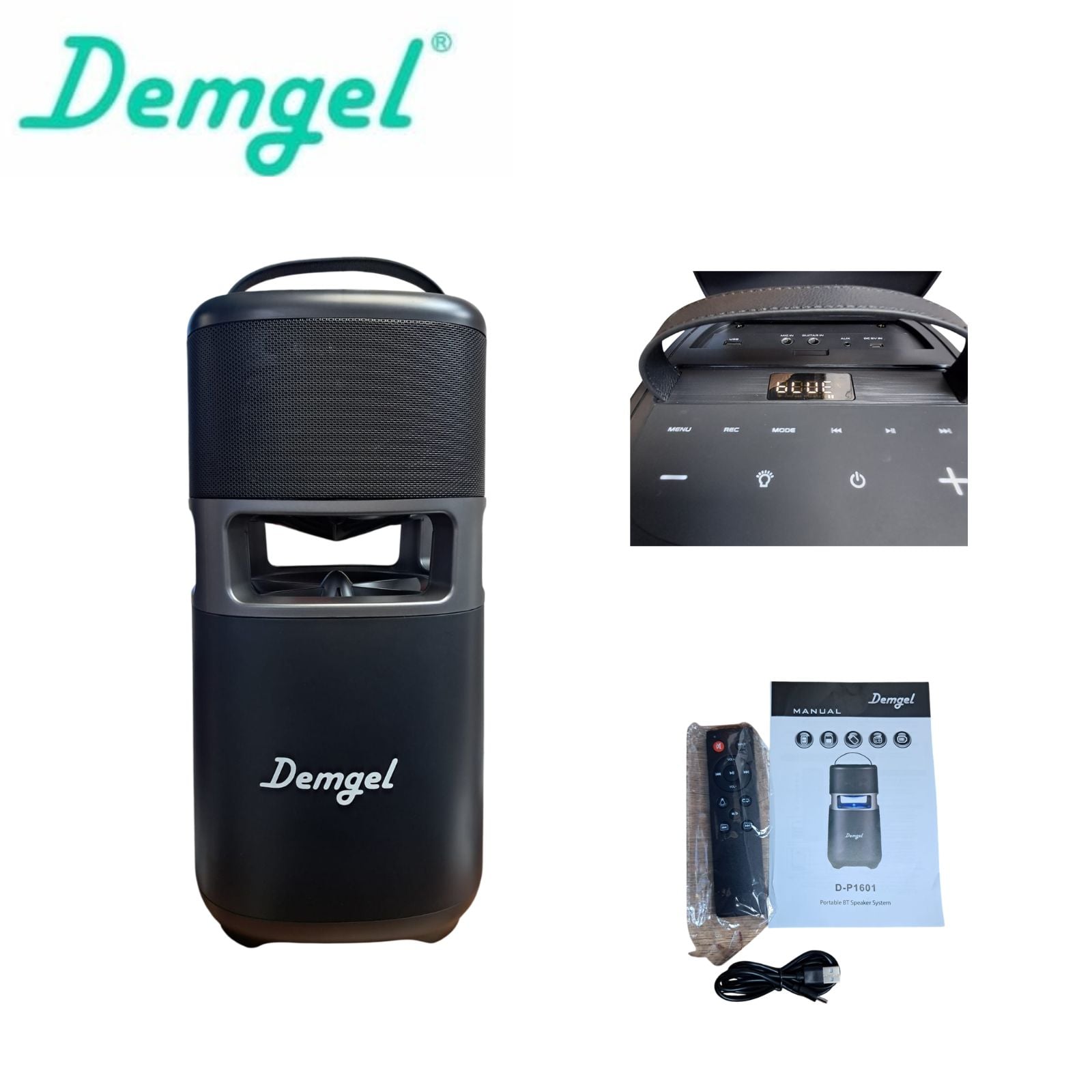 PARLANTE DEMGEL INALAMBRICO 100 WATTS RMS 360° 5 HORAS BT/USB/TWS/AUX 5200MAH D-P1601 (2026) - 3
