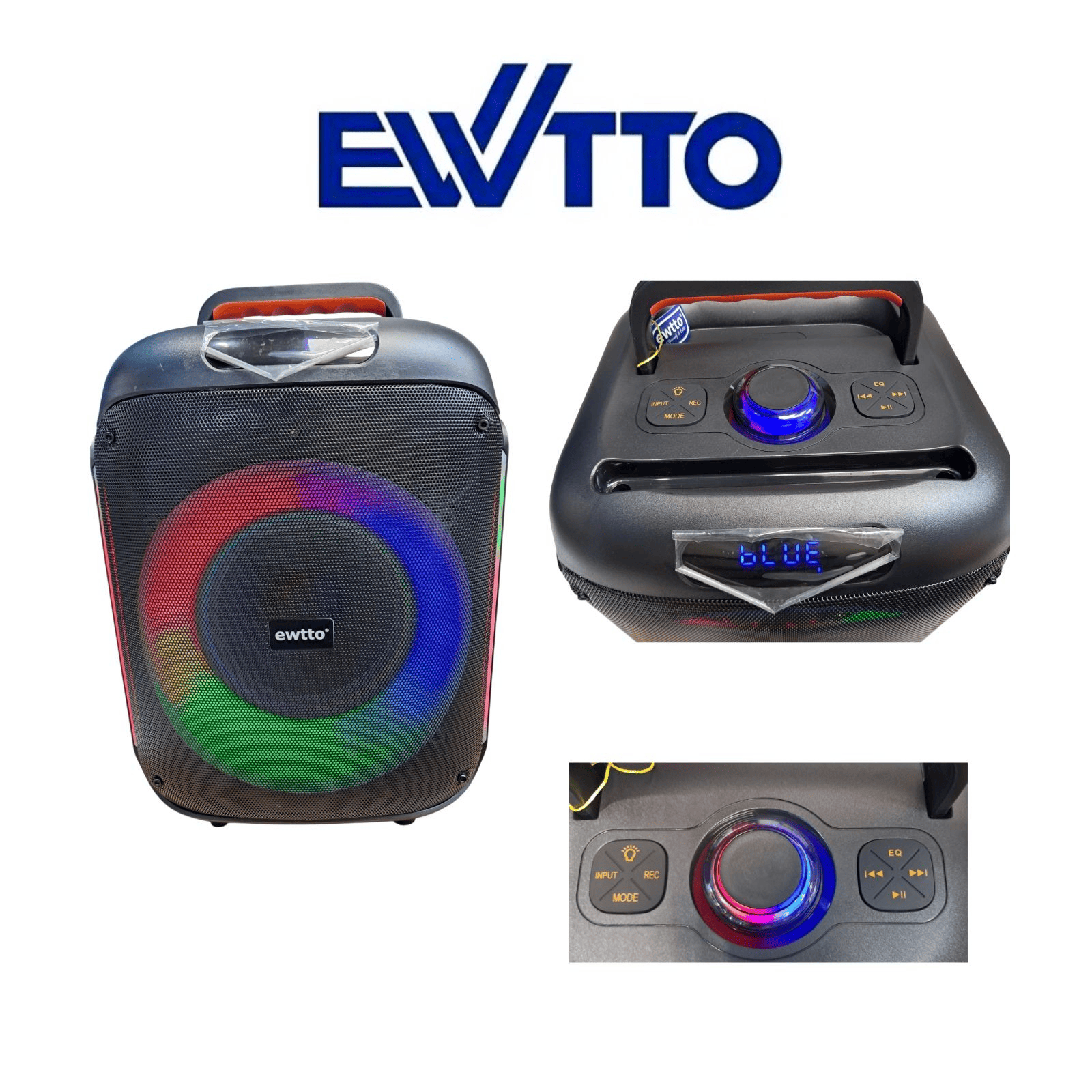 PARLANTE EWTTO INALÁMBRICO 8 PULGADAS 40 WATTS 3600 MAH BT/AUX/USB/TF + MICRÓFONO ET-P5777MBC (2026) - 2