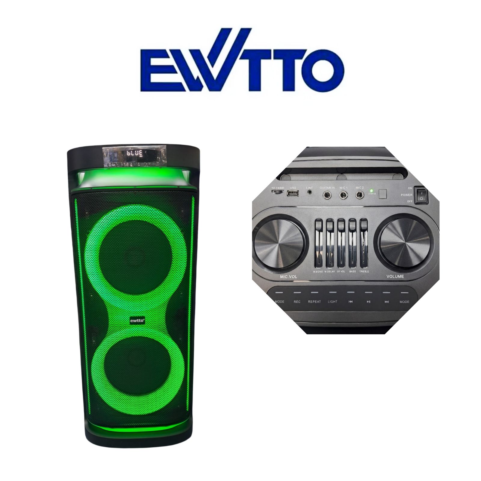 PARLANTE EWTTO ESCENARIO INALAMBRICO 500 WATTS 5400MAH BT/AUX/USB/TF + MICRÓFONO ET-P5685MBC (2026) - 1