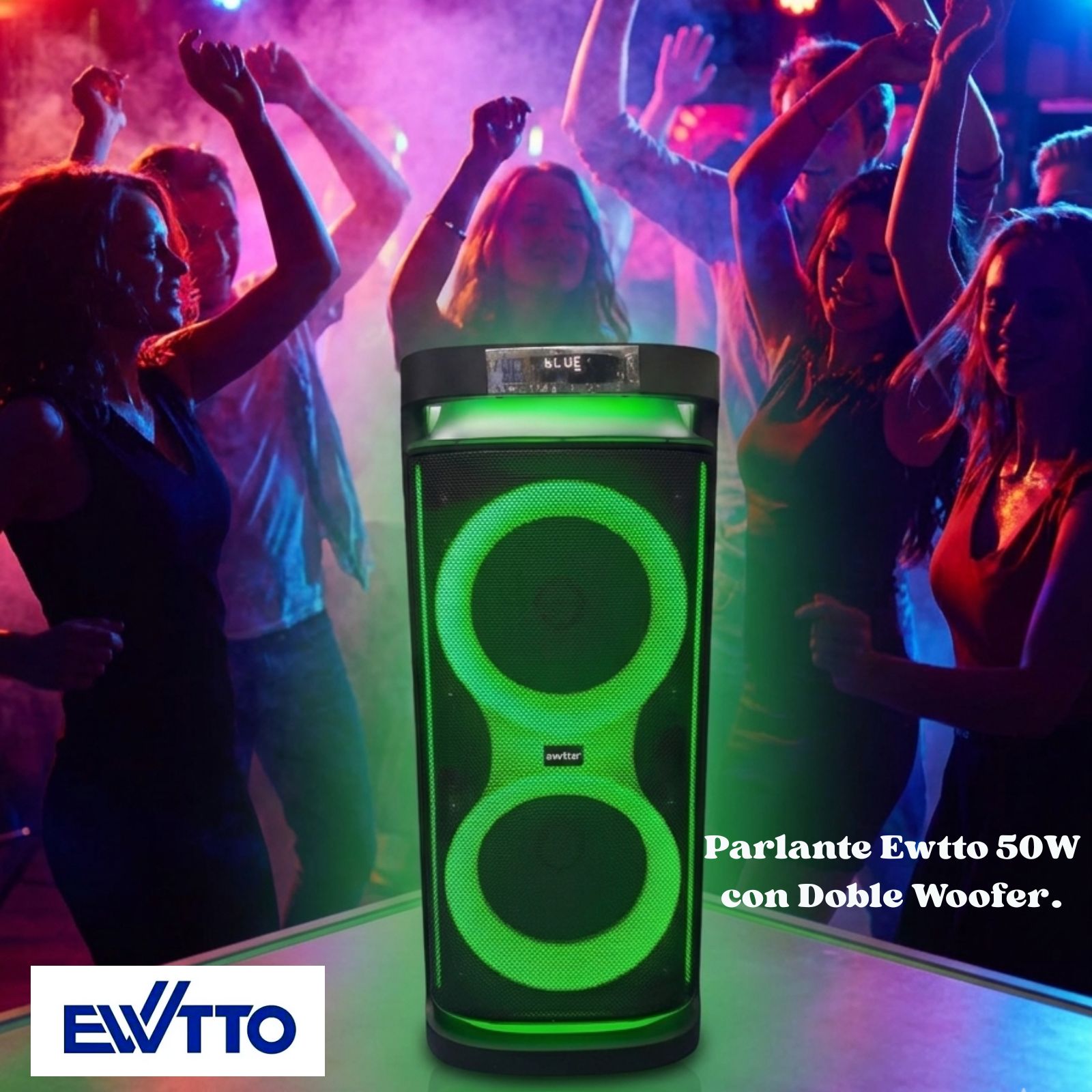 PARLANTE EWTTO ESCENARIO INALAMBRICO 500 WATTS 5400MAH BT/AUX/USB/TF + MICRÓFONO ET-P5685MBC (2026) - 2