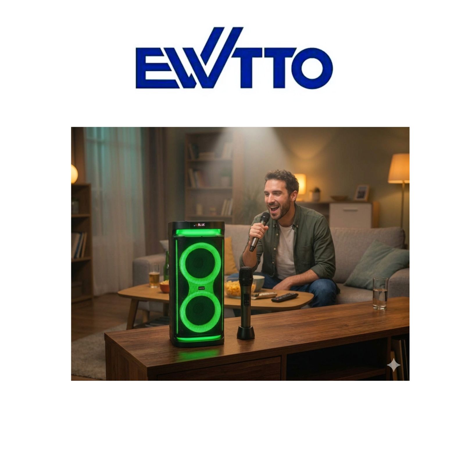 PARLANTE EWTTO ESCENARIO INALAMBRICO 500 WATTS 5400MAH BT/AUX/USB/TF + MICRÓFONO ET-P5685MBC (2026) - 4