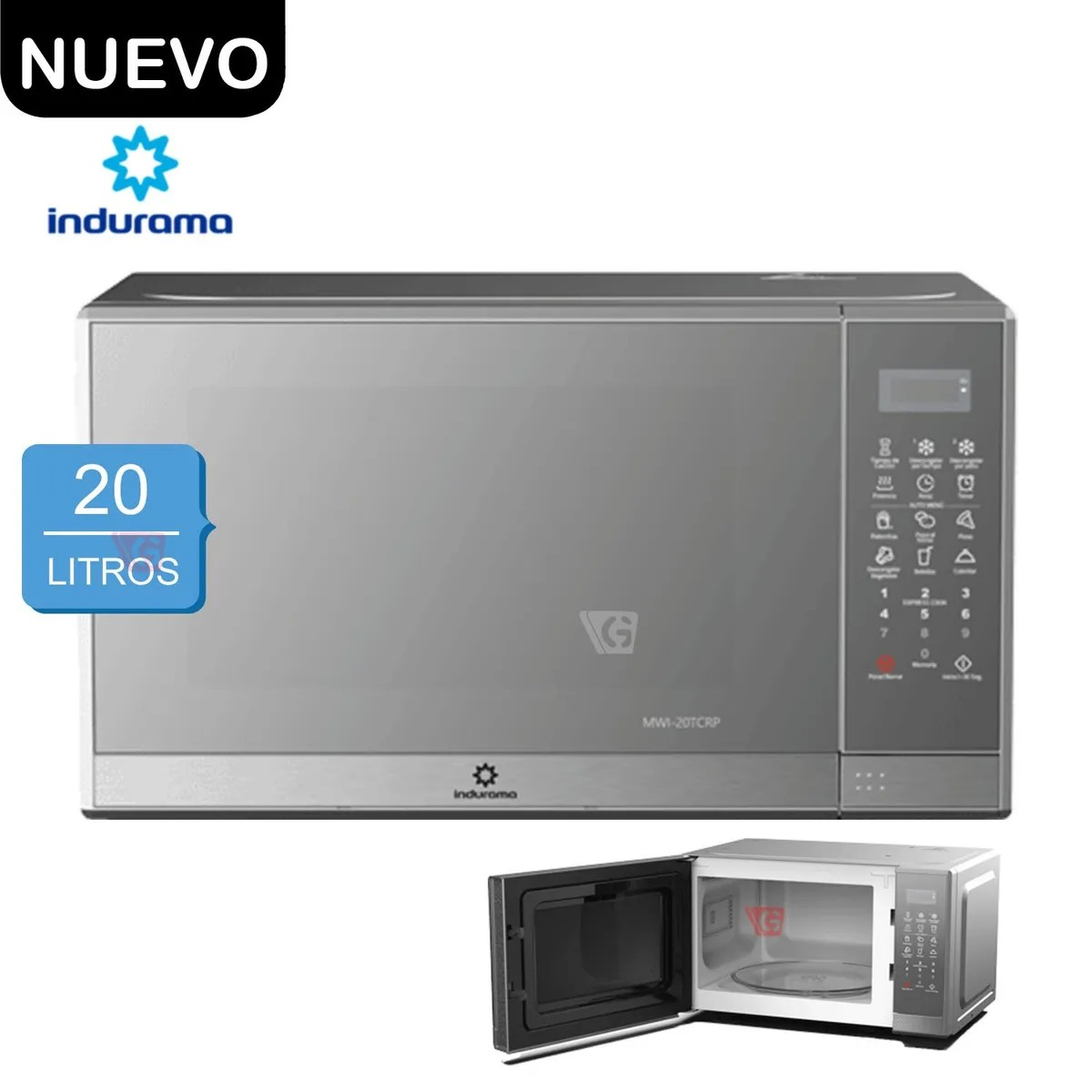 MICROONDAS INDURAMA 20 LTS ESPEJADO GRIS MWI-20TCRP + EXTRACTOR DE JUGOS INDURAMA 1.1LTS EI-CR - 2