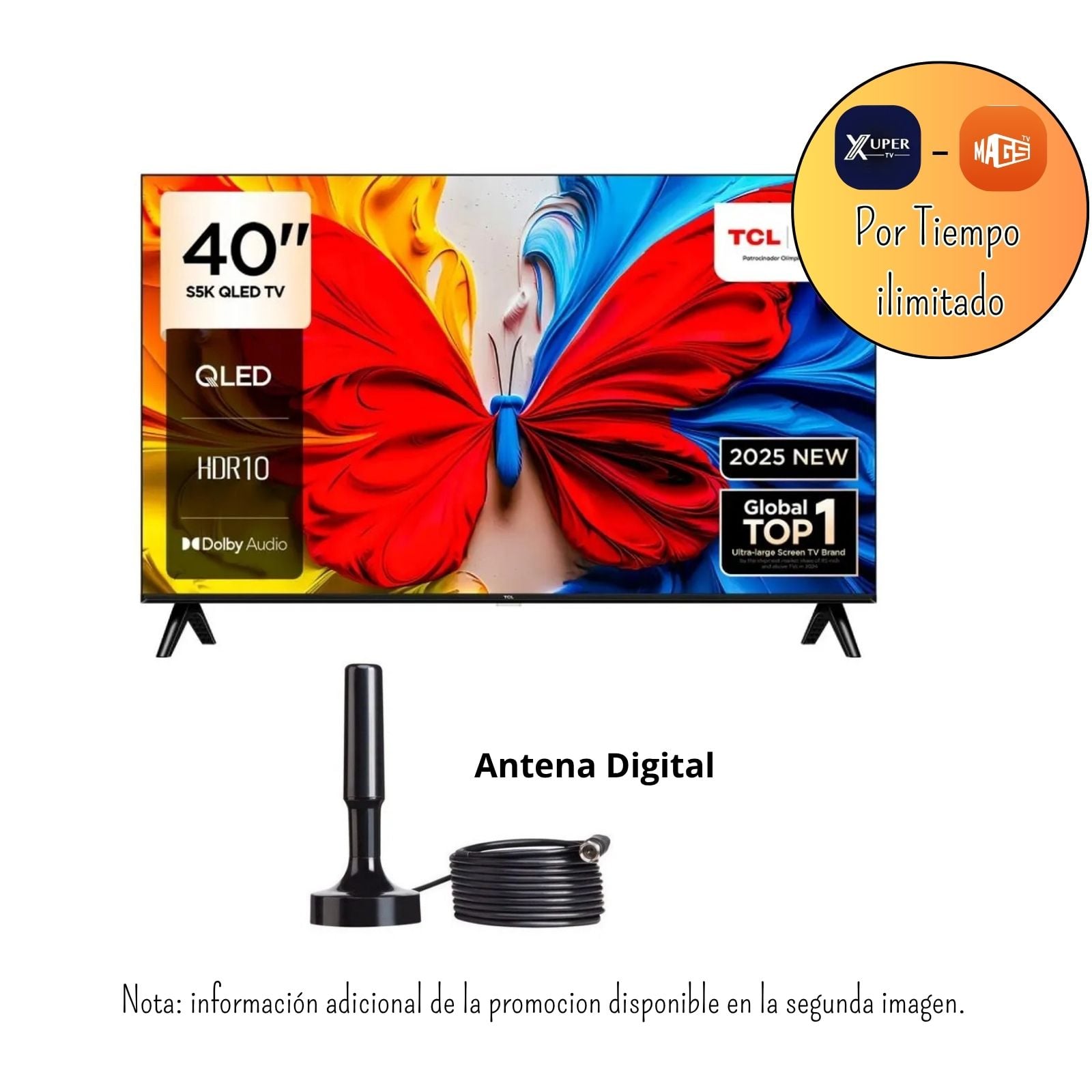TELEVISOR TCL 40 PULGADAS QLED FHD GOOGLE TV 40S5K + PROMOCION + ANTENA DIGITAL - NUEVO - 1