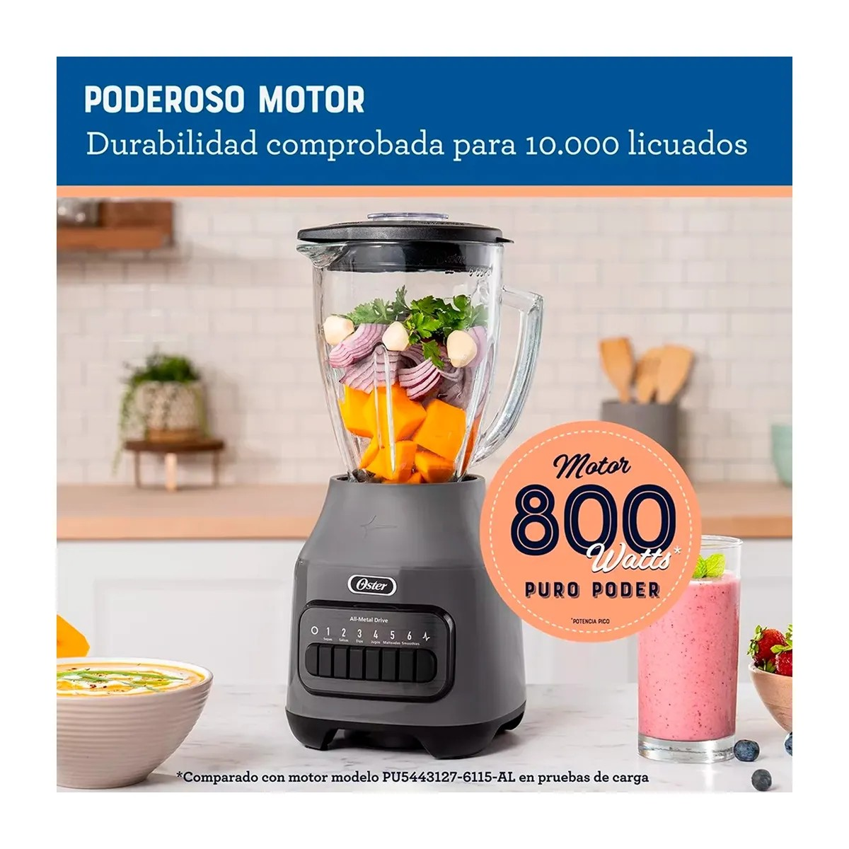 LICUADORA OSTER 6 VELOCIDADES 800 WATTS 1.5 LITROS GRIS OSCURO BLSTPEG-GPB (NUEVO MODELO) - 3