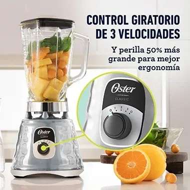 Licuadora Oster 3 Velocidades 1500 Watts 1.75 Litros Cuchilla 6 aspas BLSTPBRG-053 Silver (Nuevo) - 4