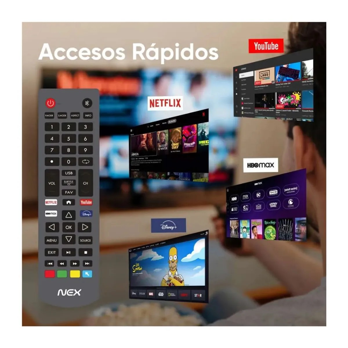 TELEVISOR NEX 32 PULGADAS HD SMART TV ANDROID 14 TVLED32S + ANTENA DIGITAL + RACK (COMBO) - 4