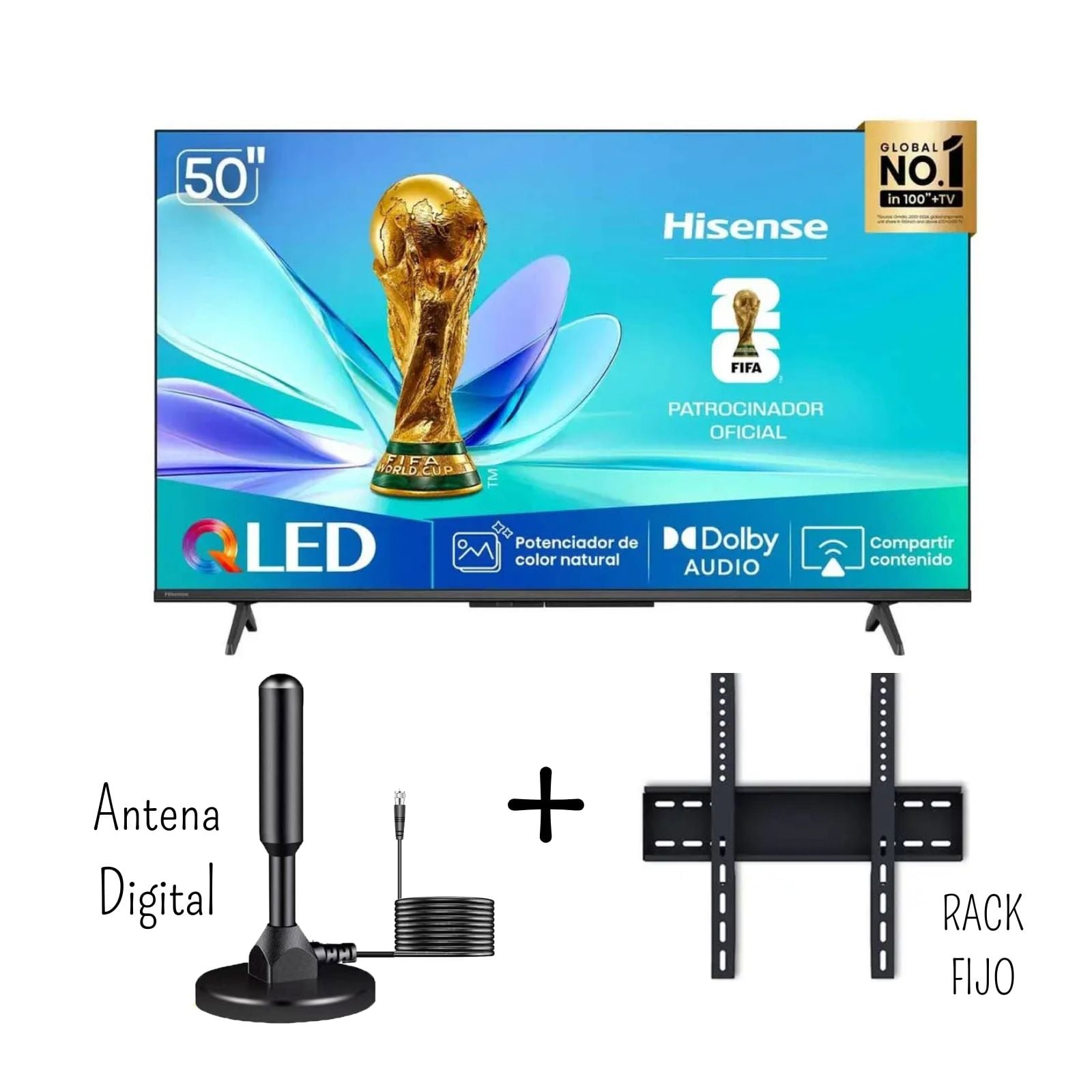 TELEVISOR HISENSE 50 PULGADAS QLED FHD SMART TV 50Q4SV - ANTENA DIGITAL - RACK FIJO (NUEVO MODELO) - 1