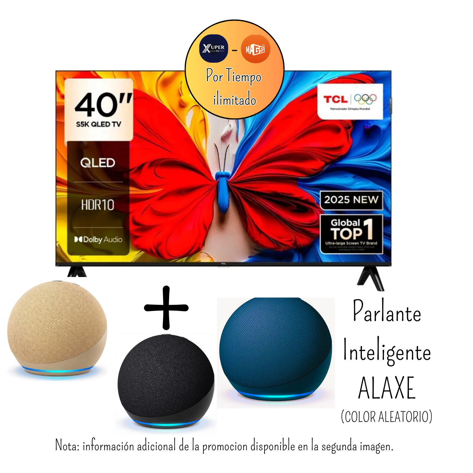 TELEVISOR TCL 40 PULGADAS FHD QLED GOOGLE TV HDR 10 40S5K + PARLANTE INTELIGENTE ALAXE (COMBO) - 1