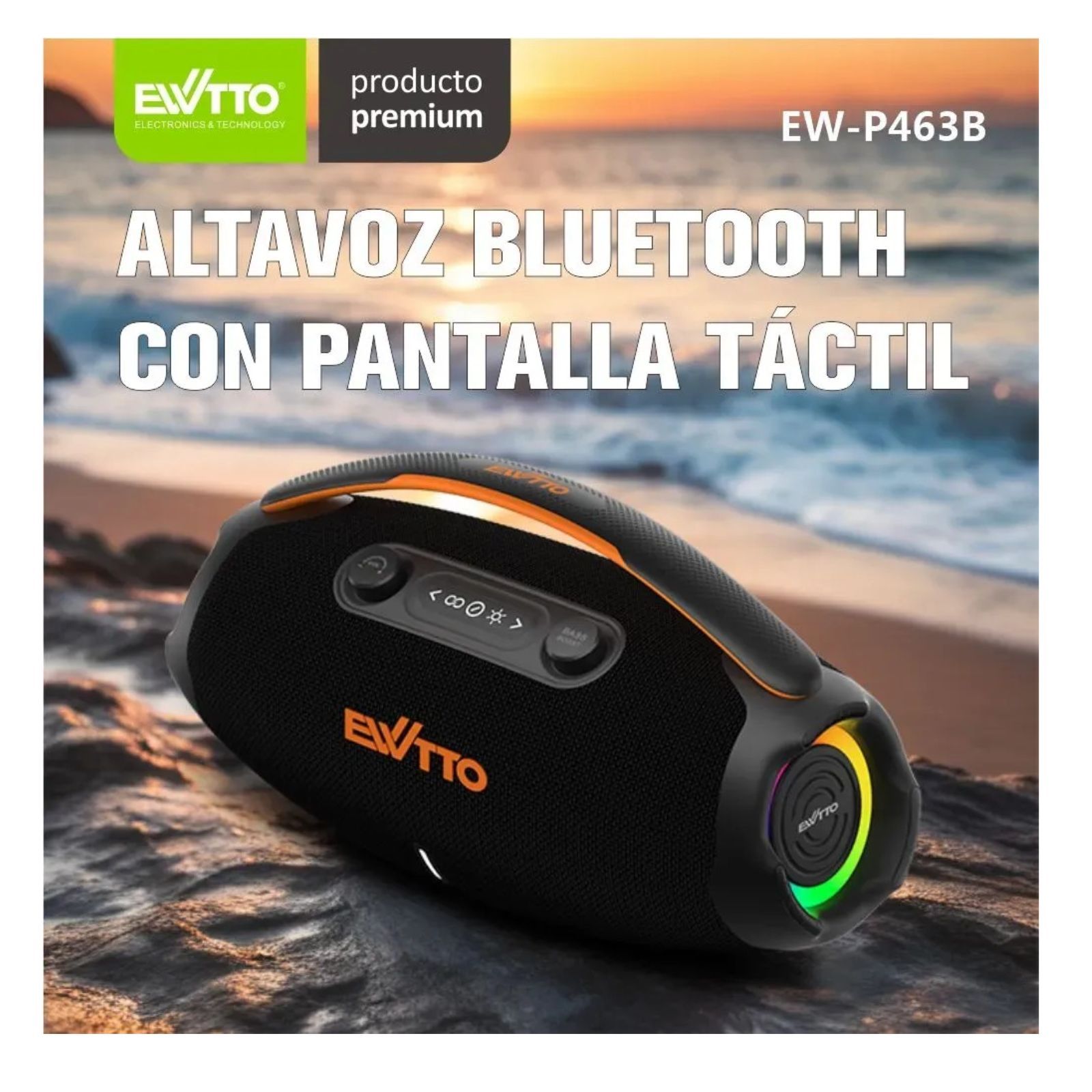 PARLANTE BLUETOOTH EWTTO INALÁMBRICO 60W BT/AUX/USB/TF 2 BOCINAS DE 78MM - EW-P463B (NUEVO MODELO) - 3