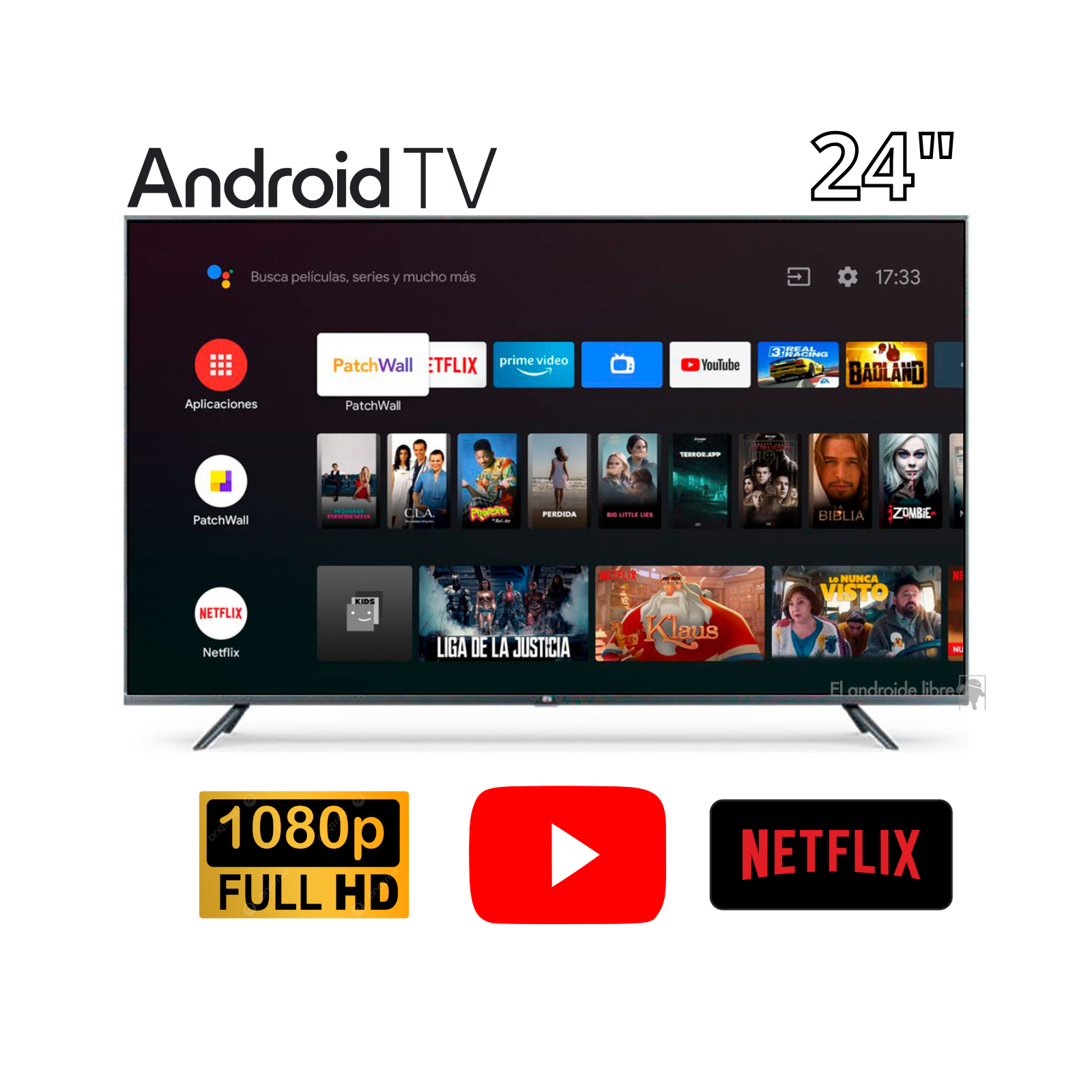 TELEVISOR INNOS 24 PULGADAS HD SMART TV ANDROID 14 S2402KU + X*U*P*E*R ILIMITADO + 2 REGALOS (2026) - 3