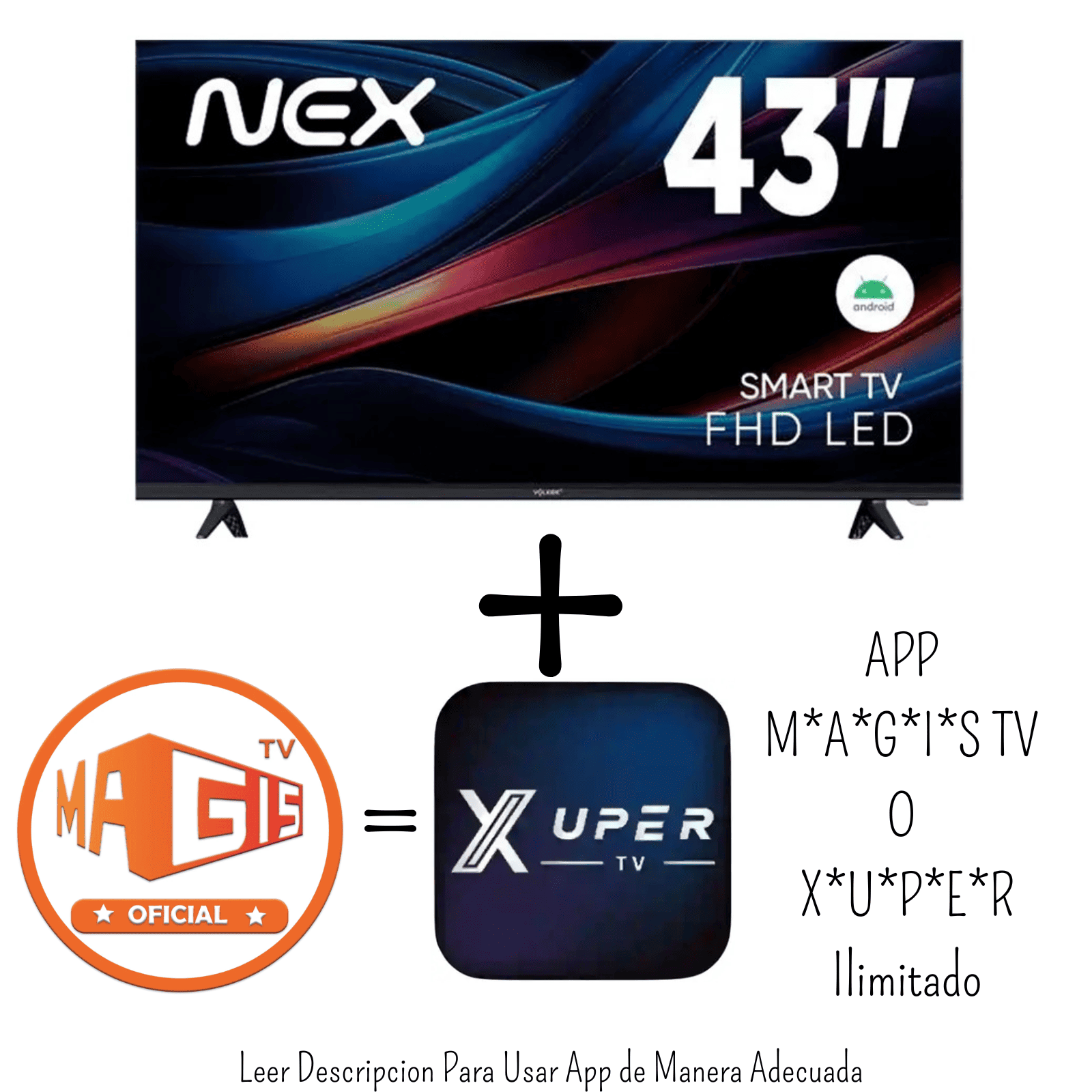 TELEVISOR NEX 43 PULGADAS FHD ANDROID 14 TVLED43S + PROMOCIÓN+ SOUNDBAR NEX PSB32 + ANTENA DIGITAL - 4