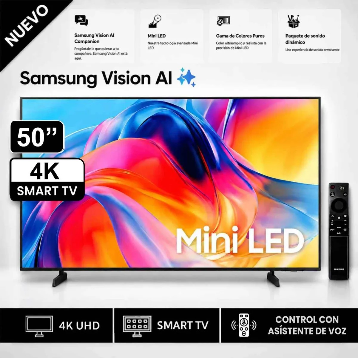 TELEVISOR SAMSUNG 50 PULGADAS 4K VISION AI SMART TV UN50M70HAGXPE + ANTENA DIGITAL - 6
