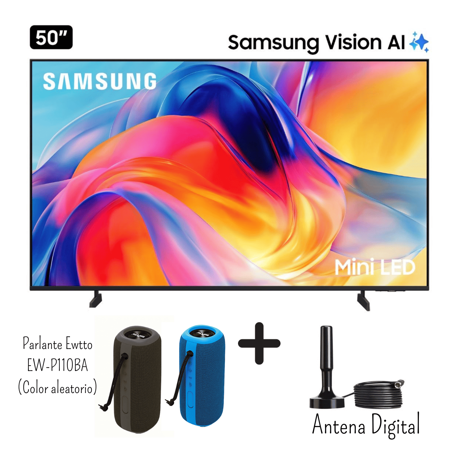TELEVISOR SAMSUNG 50 PULGADAS UHD 4K UN50M70HAGXPE + ANTENA+ PARLANTE EWTTO EW-P110BA - 1