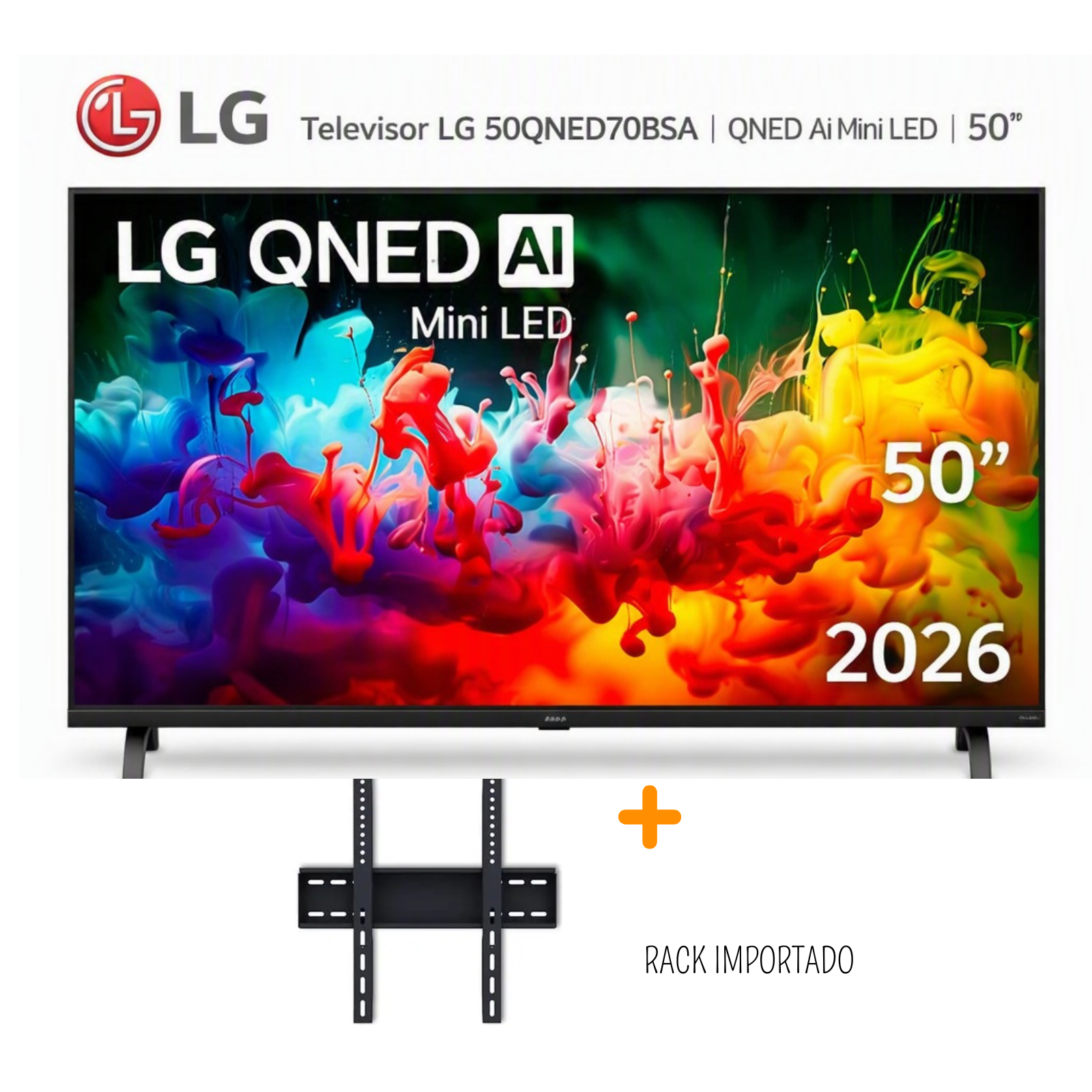TELEVISOR LG 50 PULGADAS QNED MINI-LED UHD 4K 50QNED70BSA + CONTROL MAGIC + RACK FIJO - 1