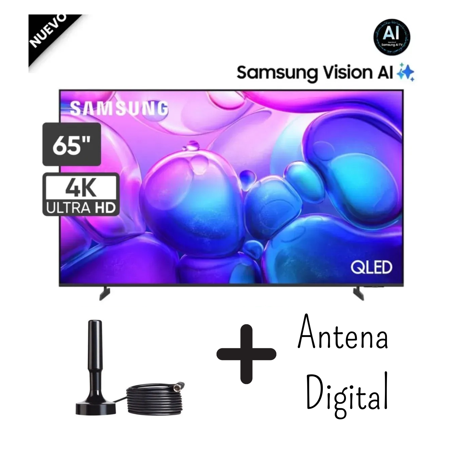 TELEVISOR SAMSUNG 65 PULGADAS QLED UHD 4K TIZENOS SMART TV QN65Q6FAAGXPE + ANTENA DIGITAL (COMBO) - 1