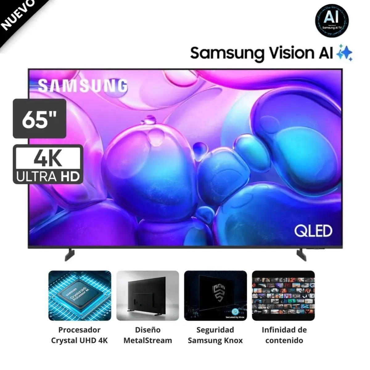 TELEVISOR SAMSUNG 65 PULGADAS QLED UHD 4K TIZENOS SMART TV QN65Q6FAAGXPE + RACK FIJO - 3