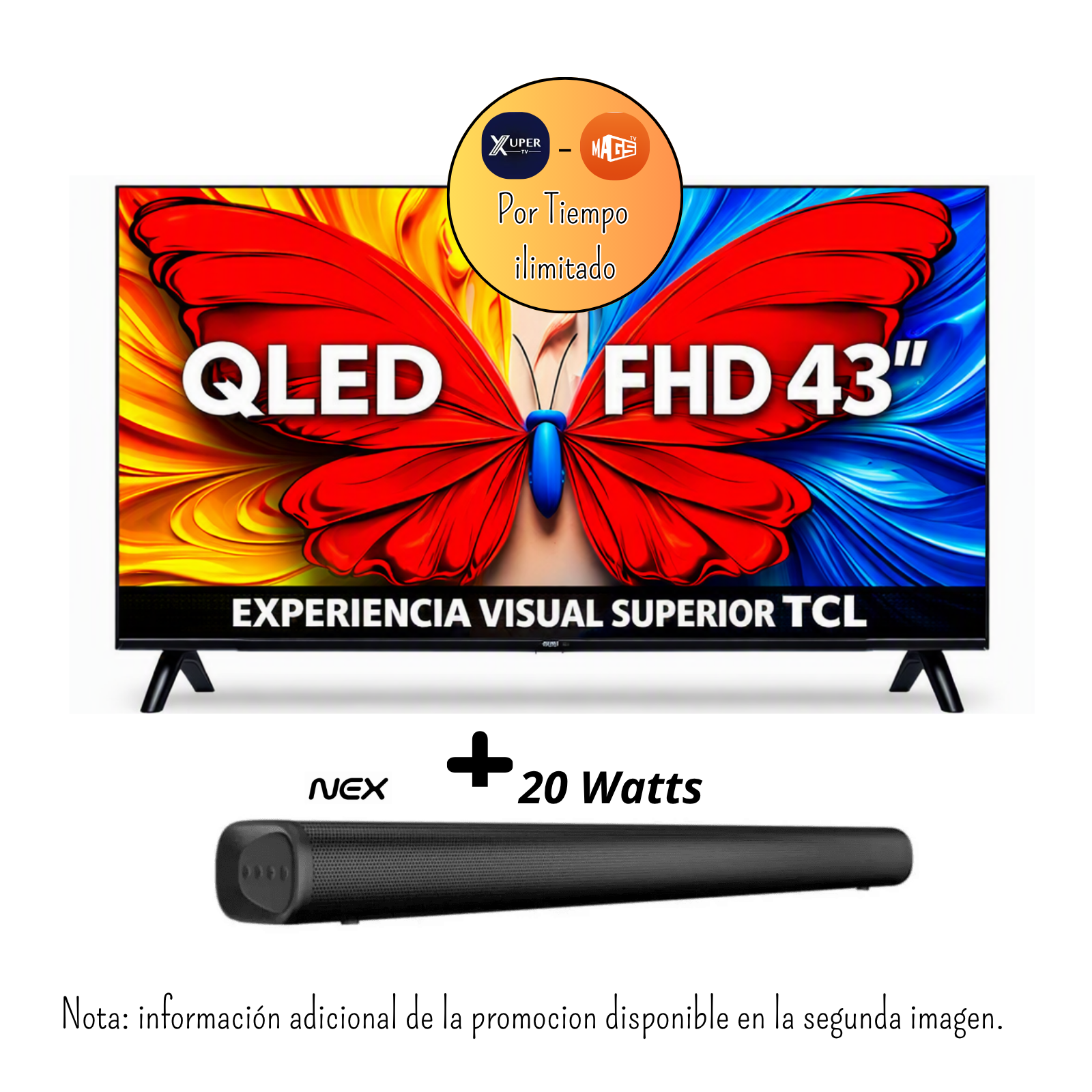 TELEVISOR TCL 43 PULGADAS FHD QLED GOOGLE TV SMART TV 43S5K + PROMOCIÓN + SOUNBAR NEX PSB32 - 1