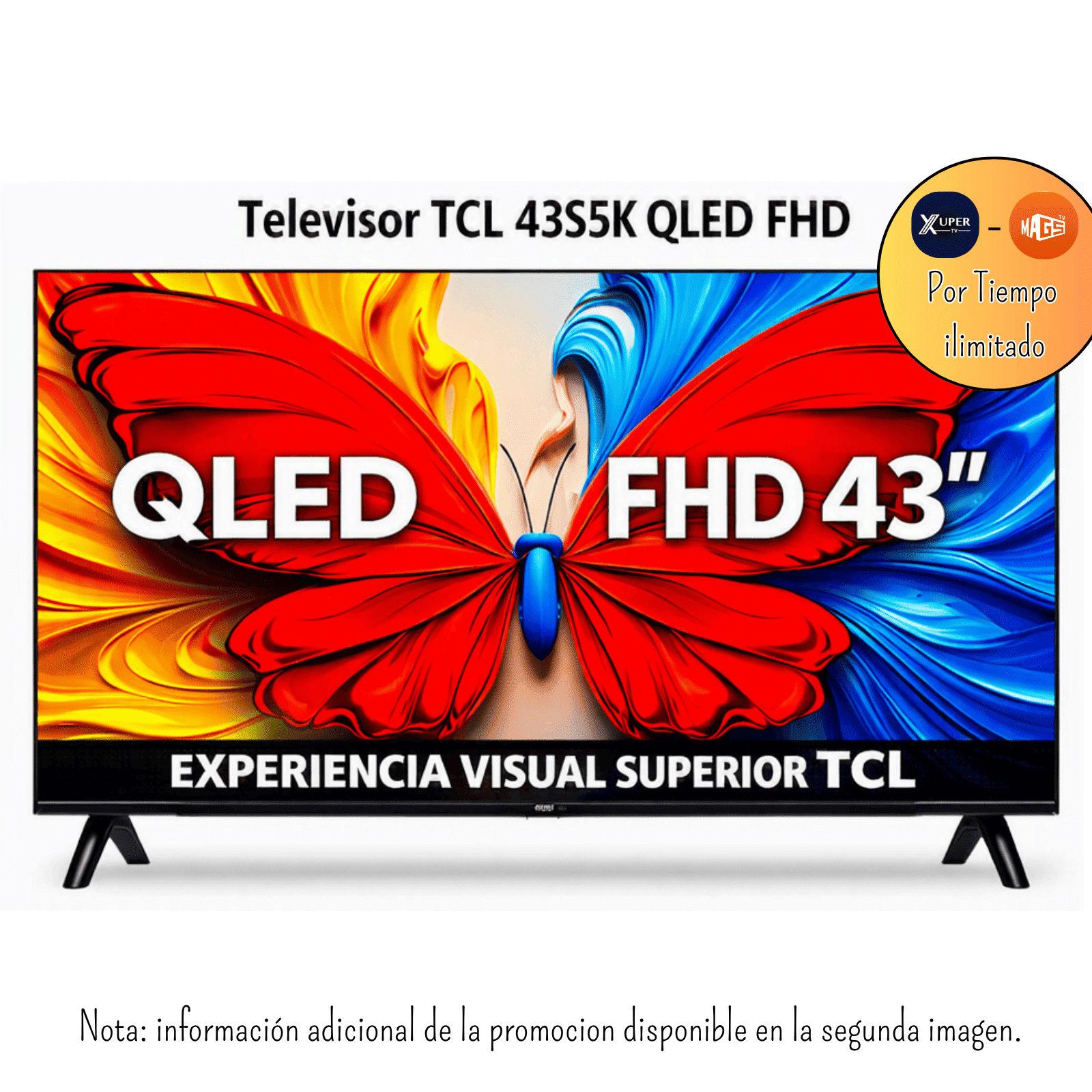TELEVISOR TCL 43 PULGADAS FHD QLED GOOGLE TV SMART TV 43S5K + PROMOCIÓN (NUEVO MODELO) - 1