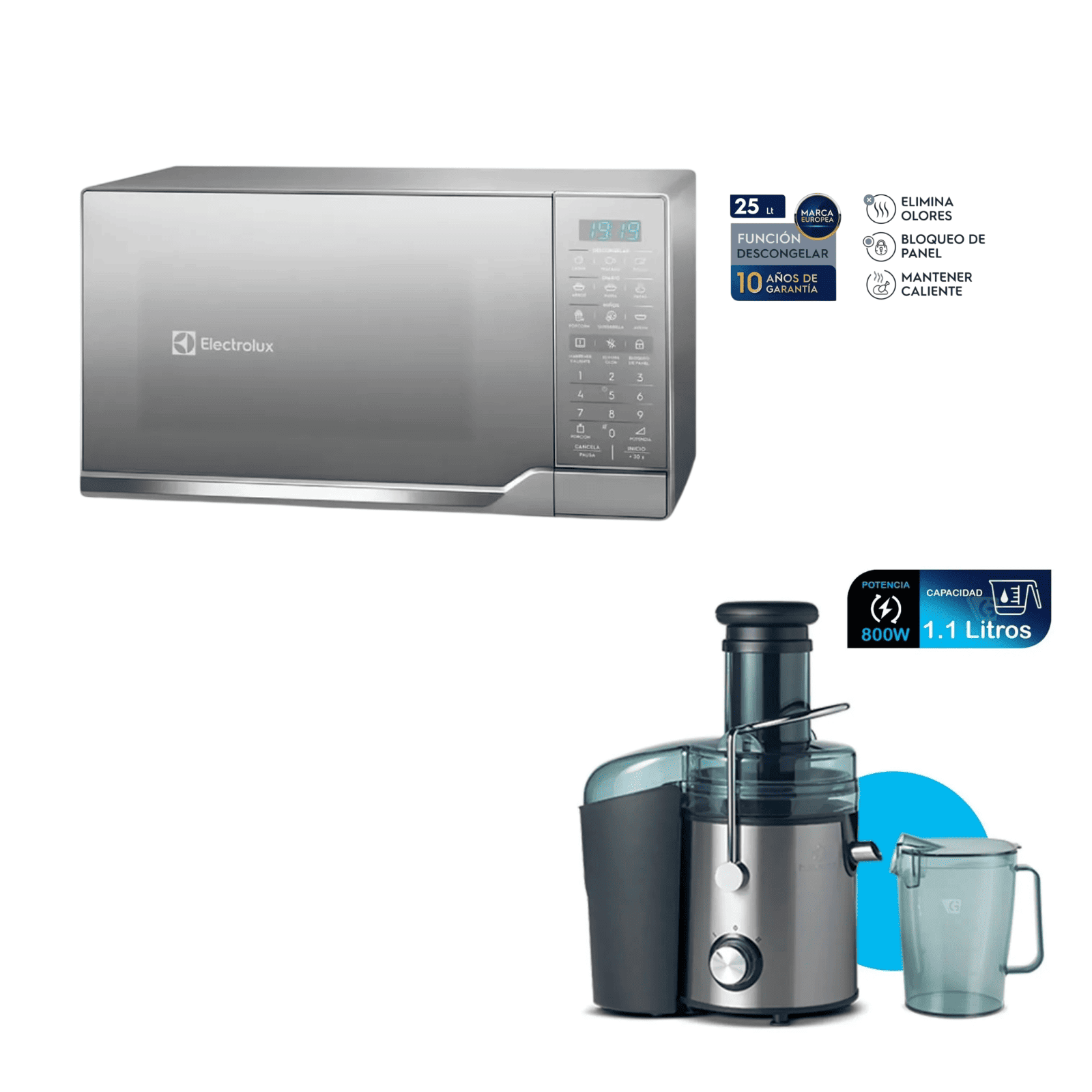 HORNO MICROONDAS ELECTROLUX 25 LITROS EMDO25S2GSRUG + EXTRACTOR DE JUGOS INDURAMA 1.1 LTS EI-CR - 1