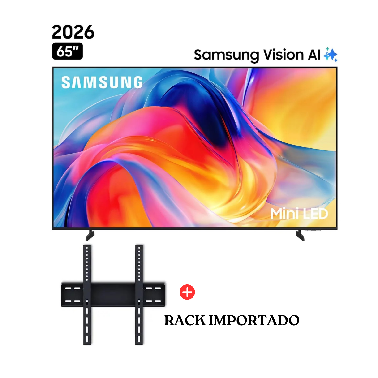 TELEVISOR SAMSUNG 65 PULGADAS MINI LED VISION AI UHD 4K TIZENOS UN65M70HAGXPE + RACK FIJO - 1