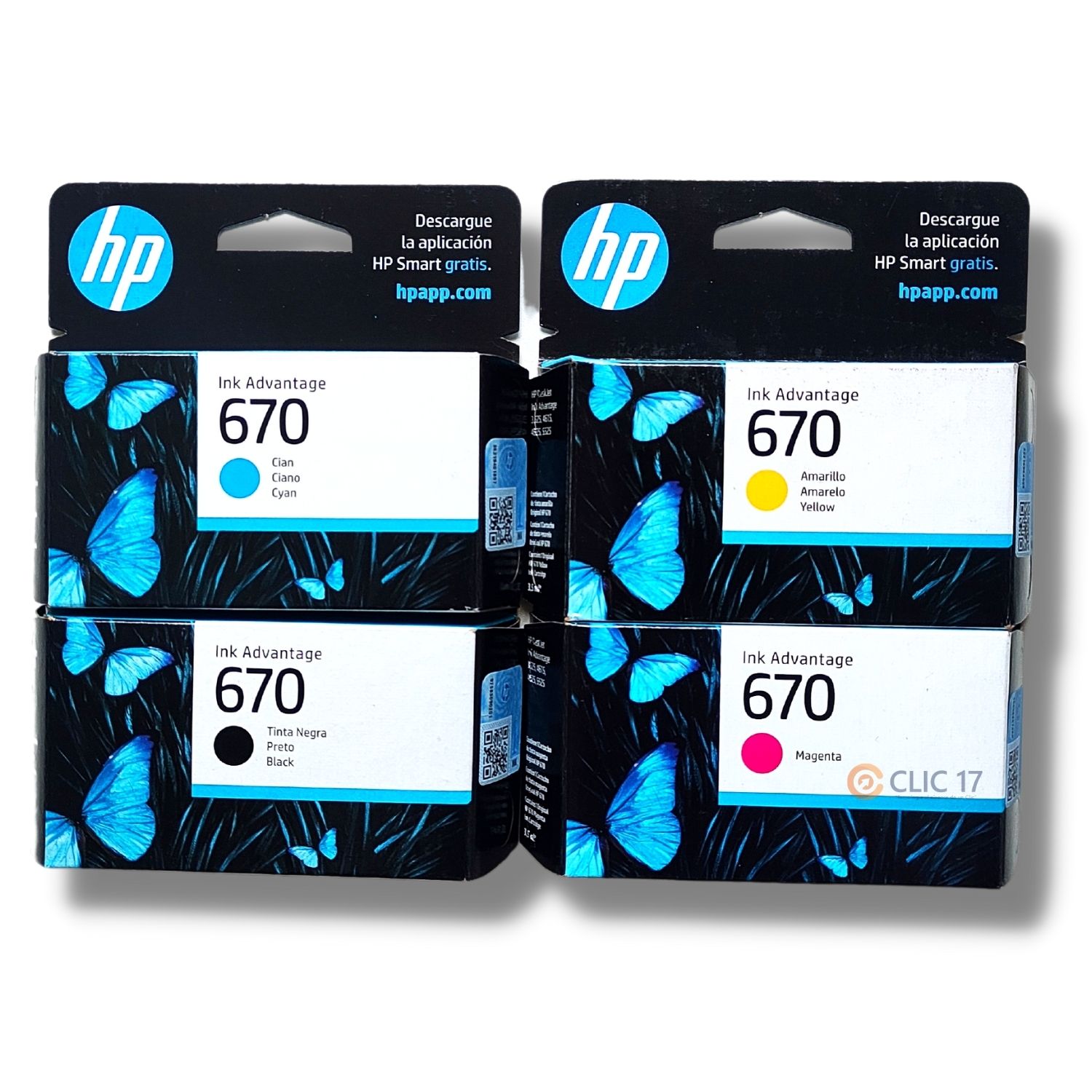 KIT TINTA HP 670 CYAN, MAGENTA, AMARILLO, NEGRO ORIGINAL - 1
