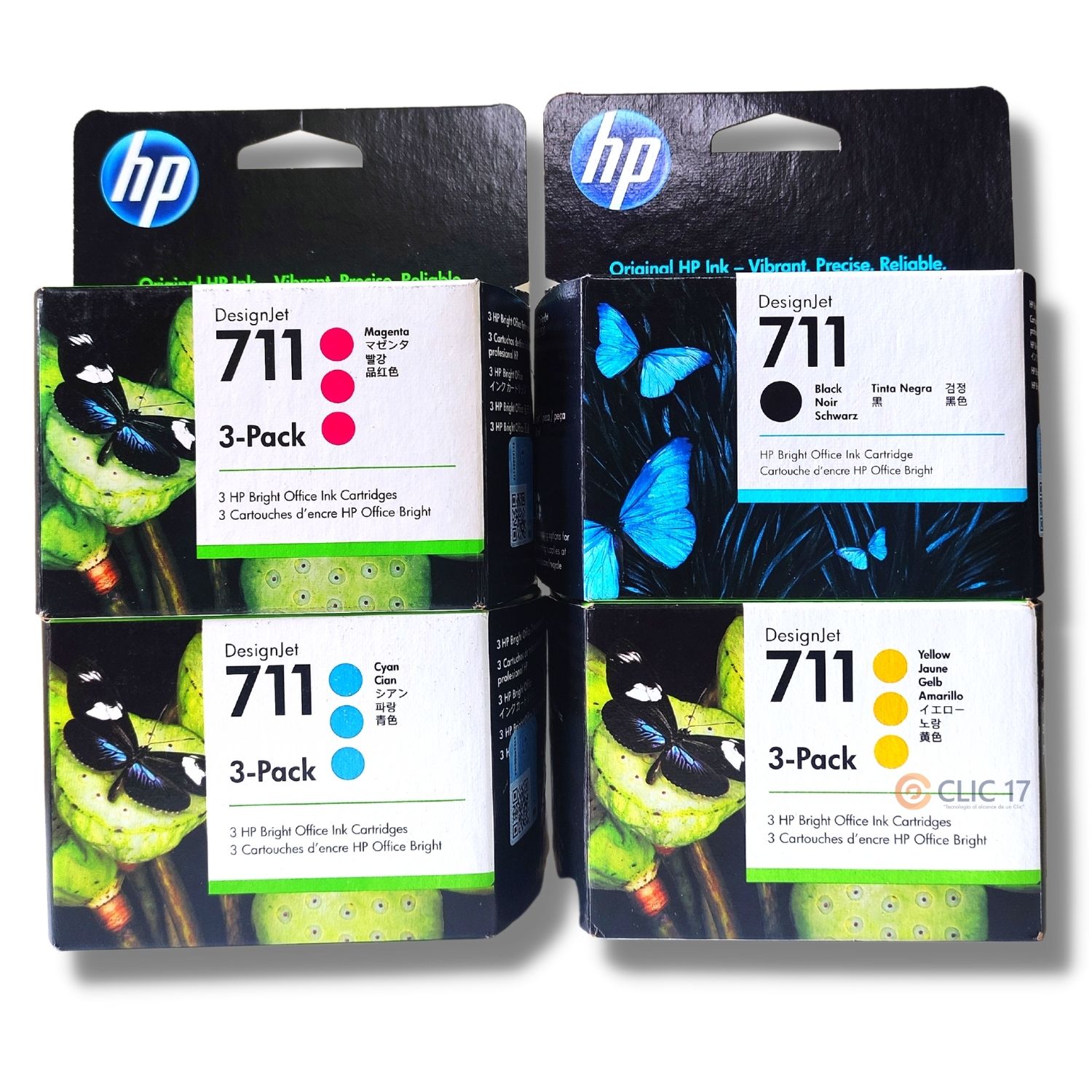 KIT TINTA HP 711 3PACK CYAN, MAGENTA, AMARILLO, NEGRO 80ML ORIGINAL - 1